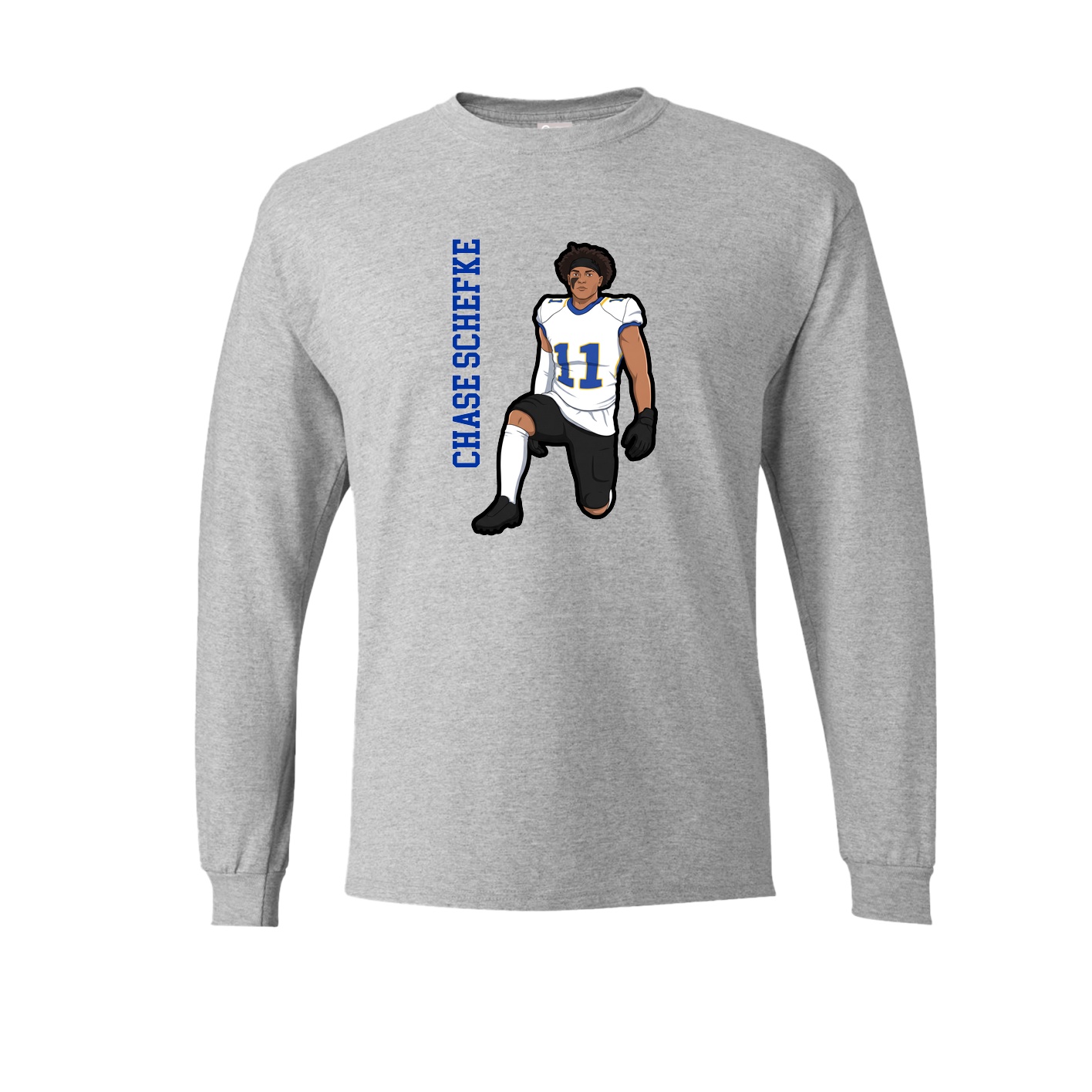 Long Sleeve Tee — Name Vertical in Grey