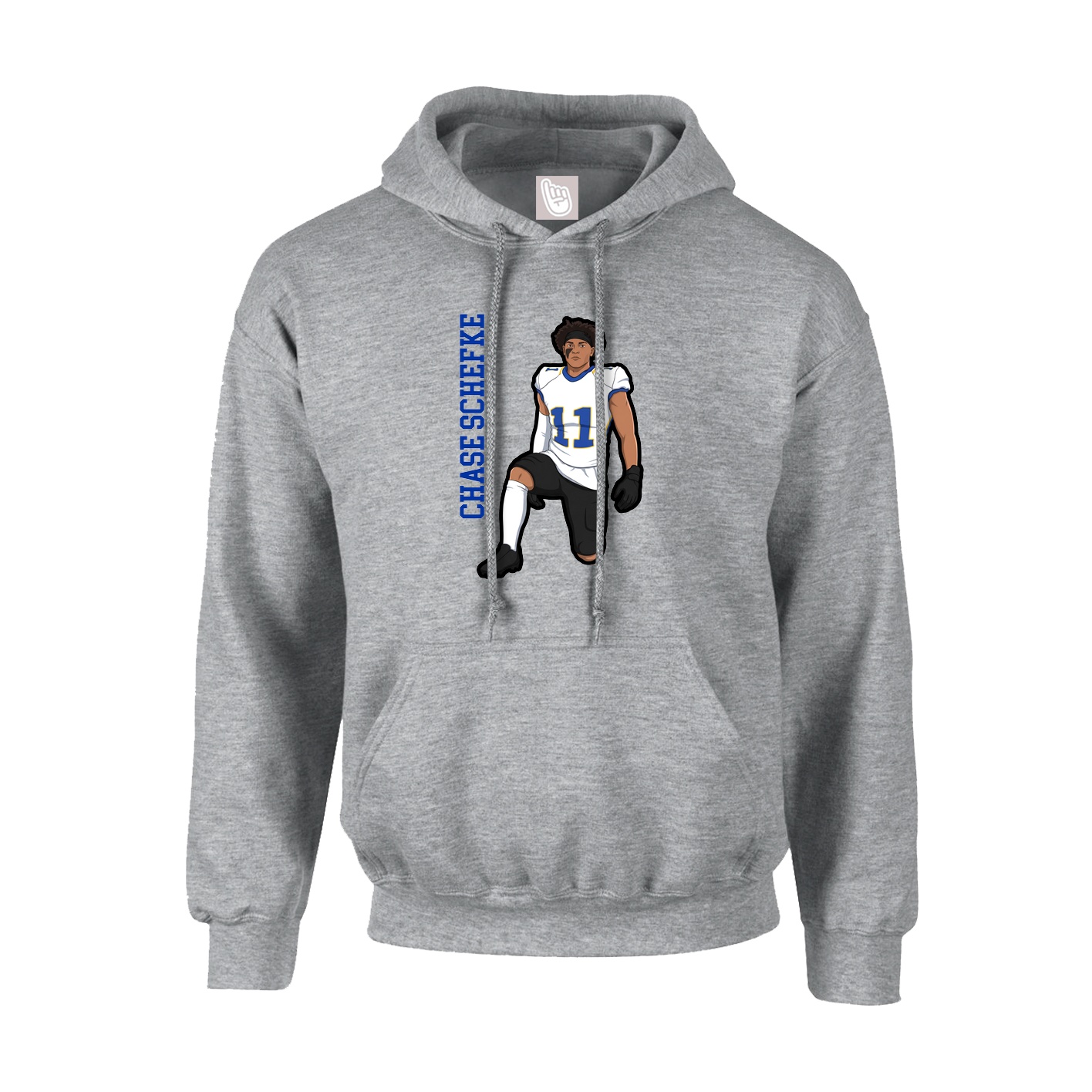Hoodie — Name Vertical in Grey