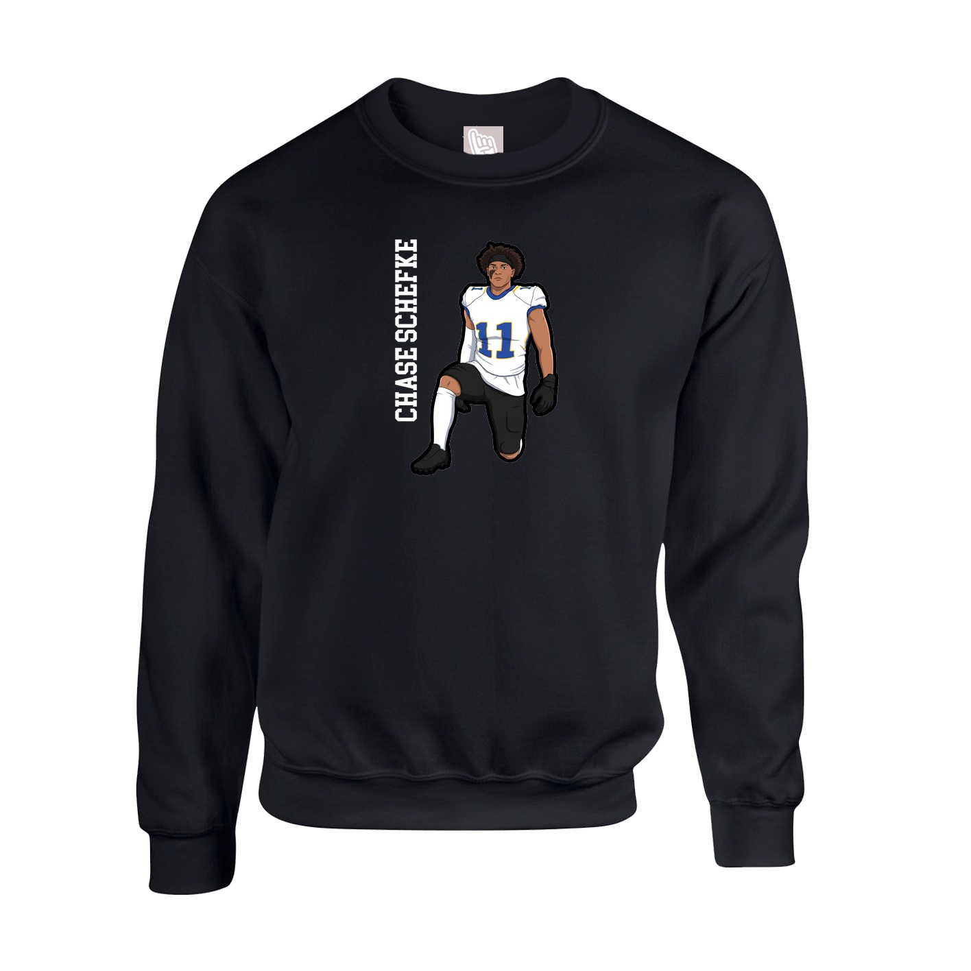 Fleece Crew — Name Vertical in Black