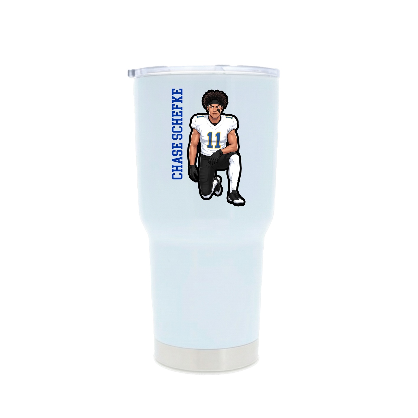 30oz Stainless Steel Tumbler — Name Vertical in White