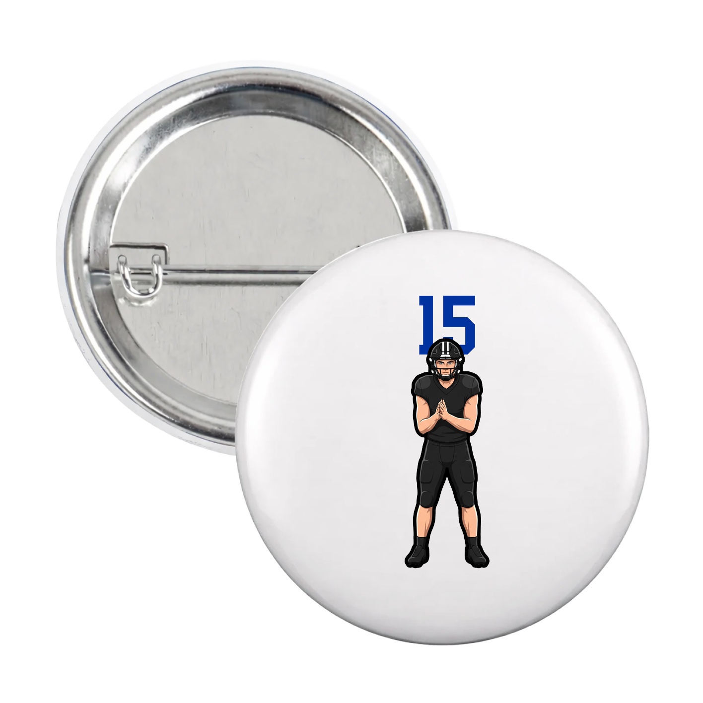 Game Day Button — Number Top in White