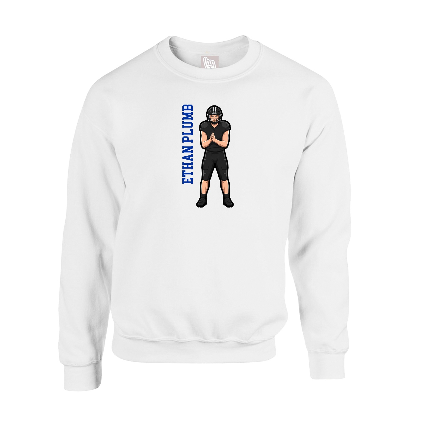 Fleece Crew — Name Vertical in White
