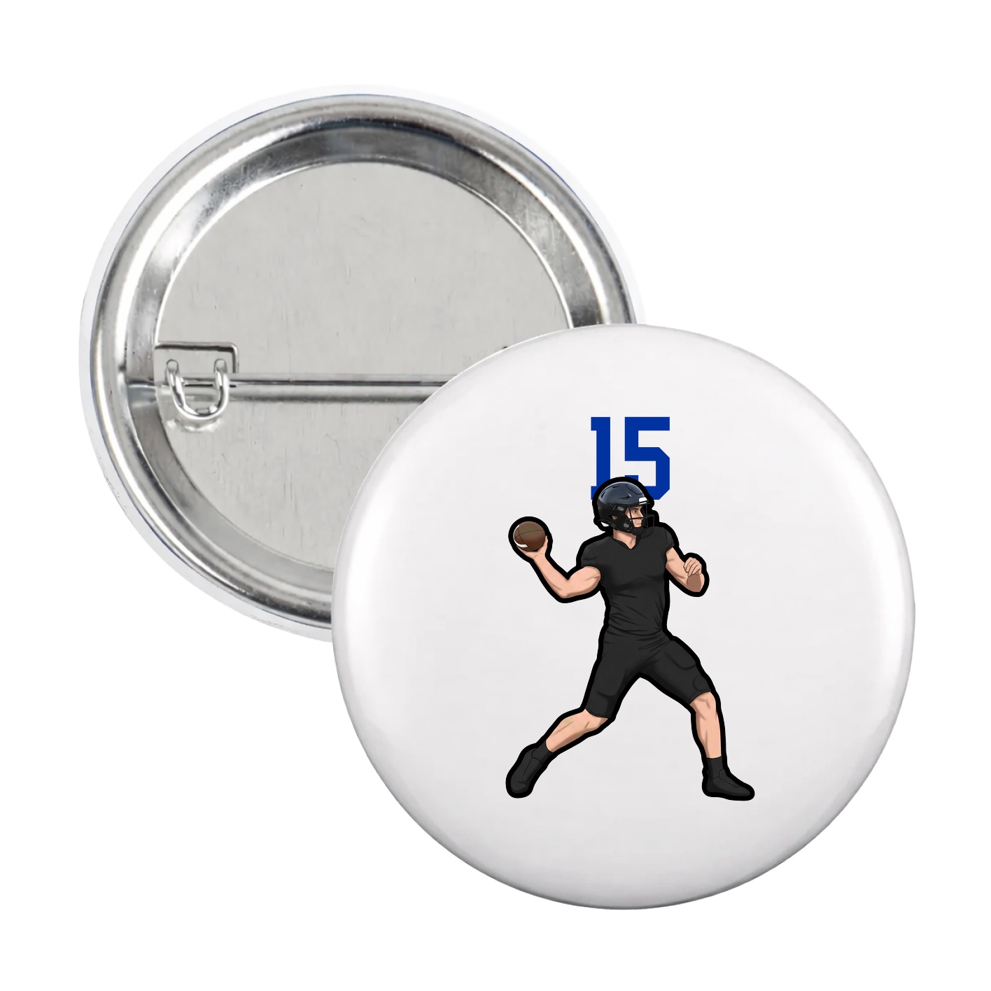 Game Day Button — Number Top in White