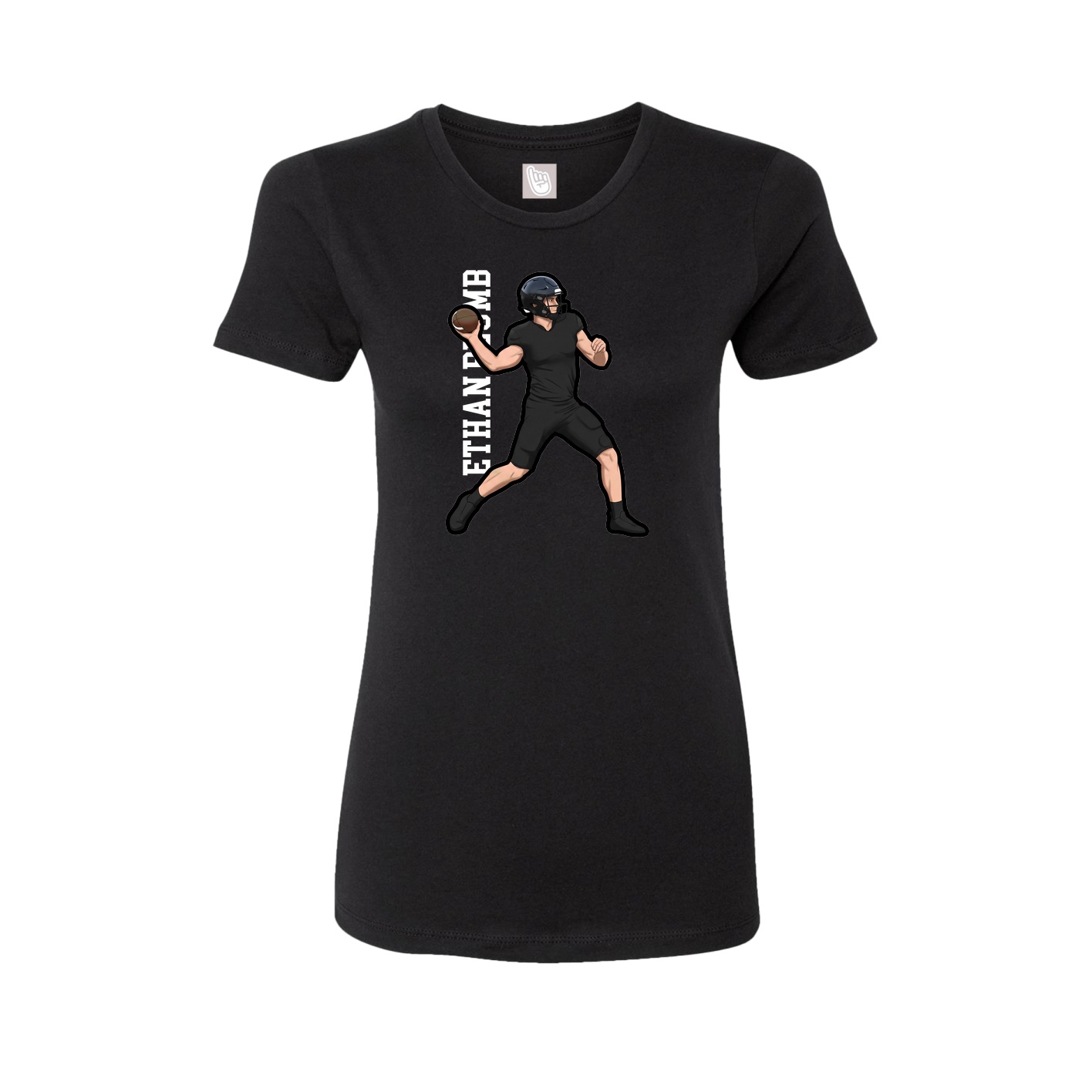 Fitted Women's Tee — Name Vertical in Black
