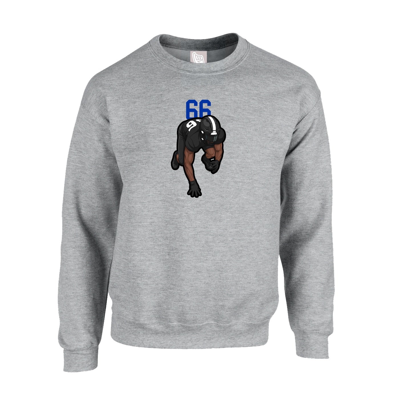 Fleece Crew — Number Top in Grey