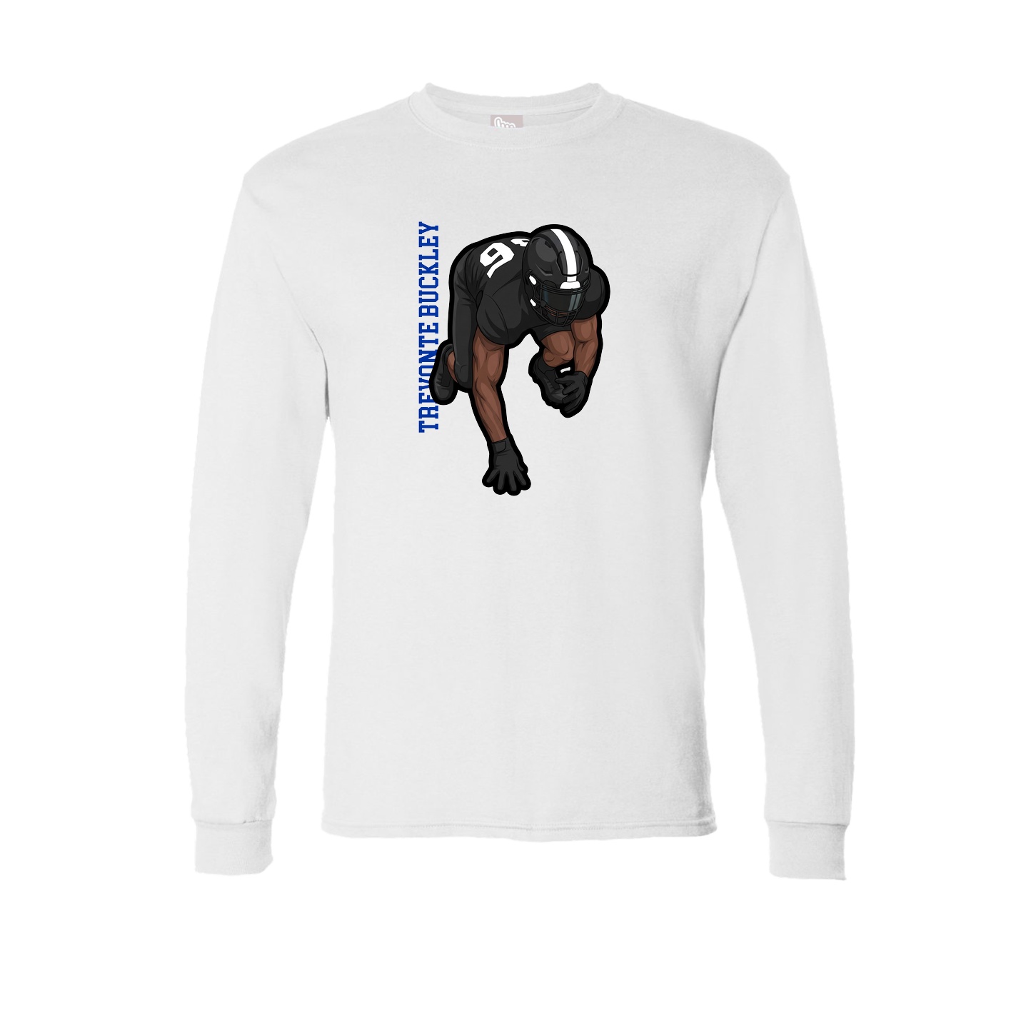 Long Sleeve Tee — Name Vertical in White
