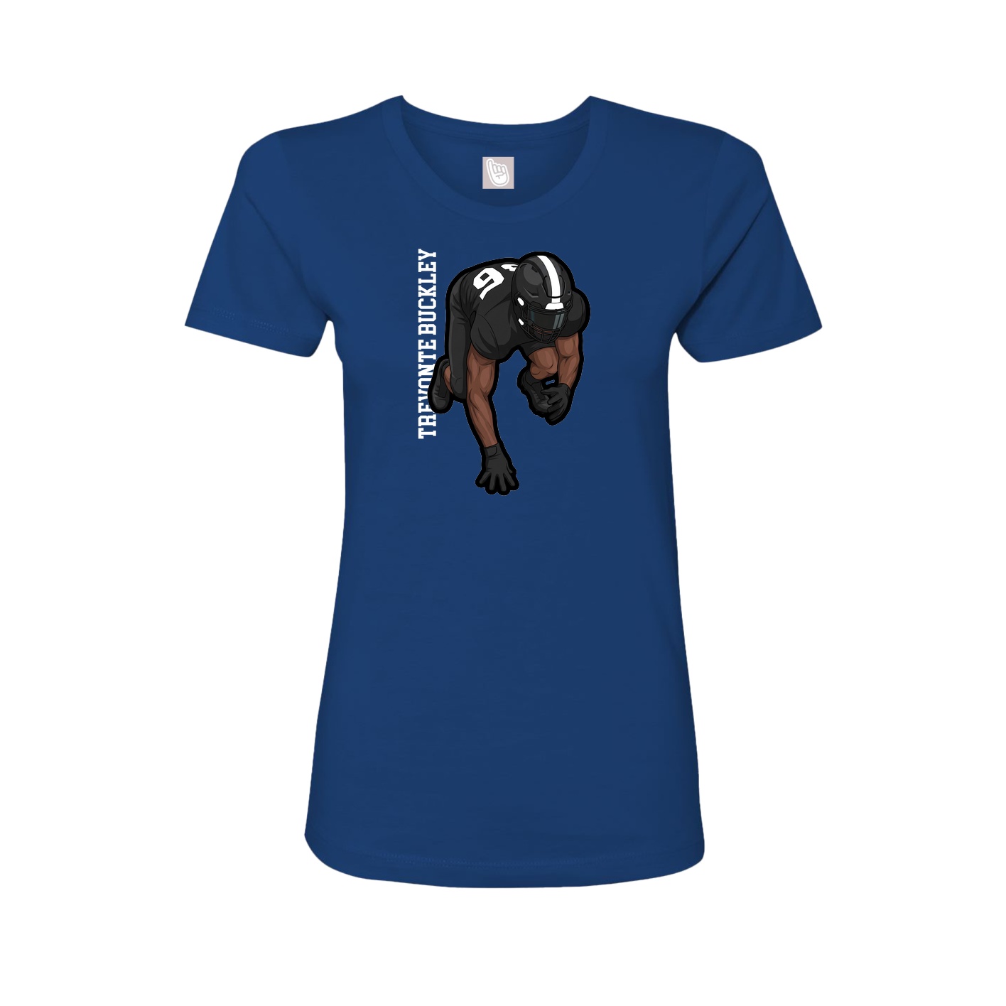 Fitted Women's Tee — Name Vertical in Royal