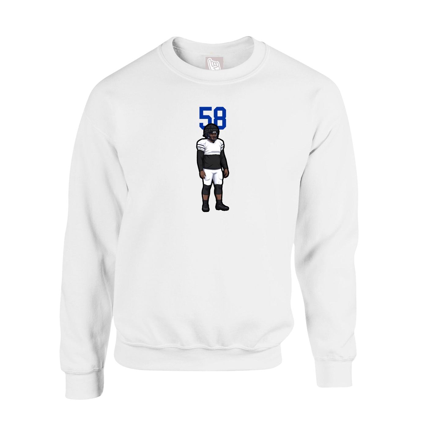 Fleece Crew — Number Top in White