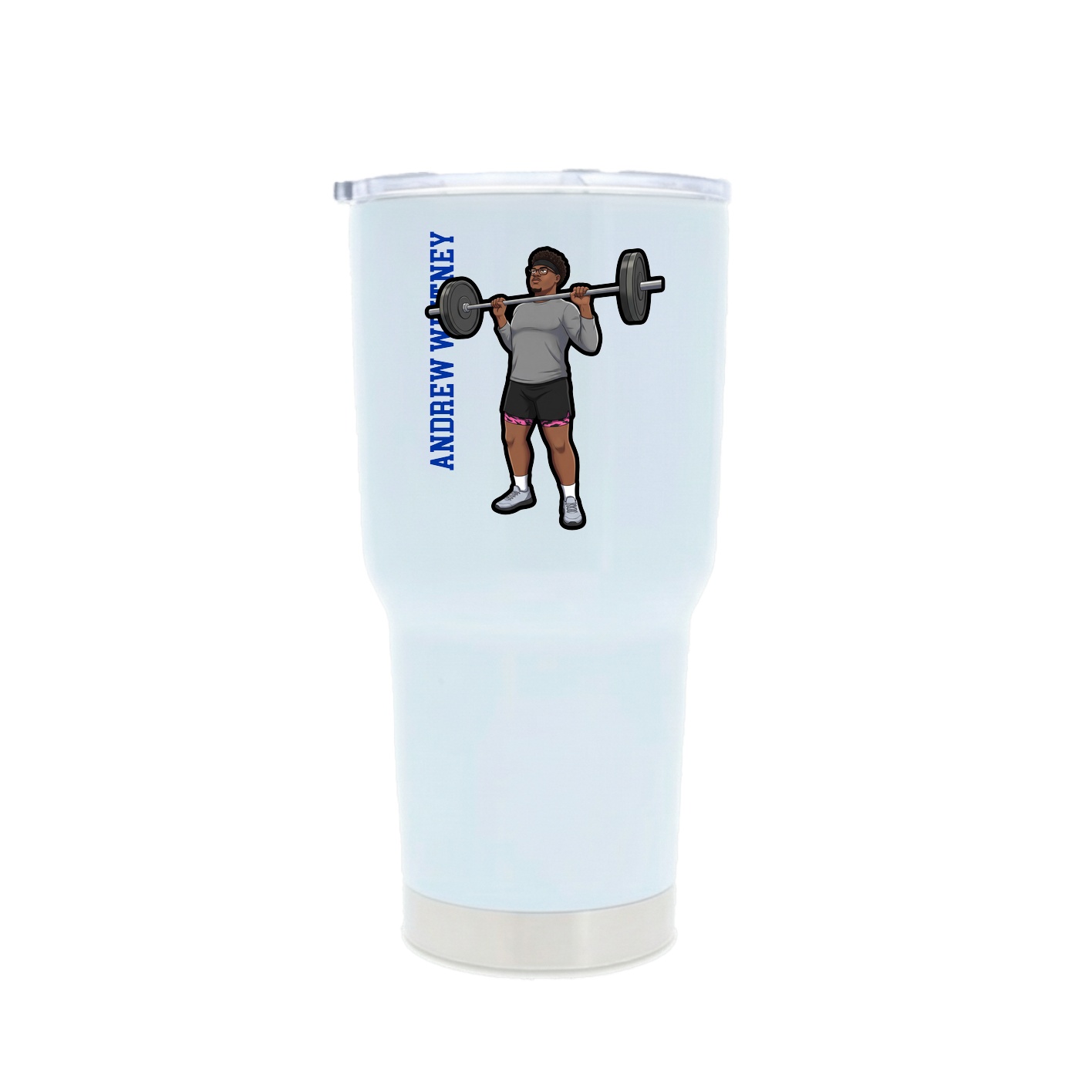 30oz Stainless Steel Tumbler — Name Vertical in White