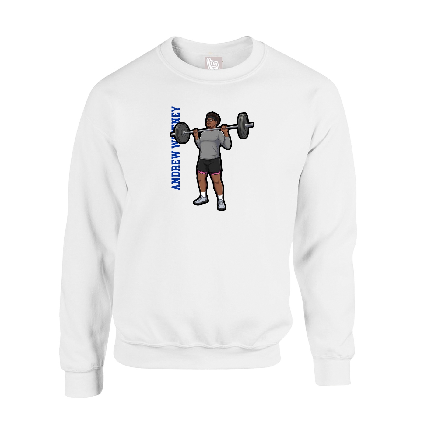 Fleece Crew — Name Vertical in White