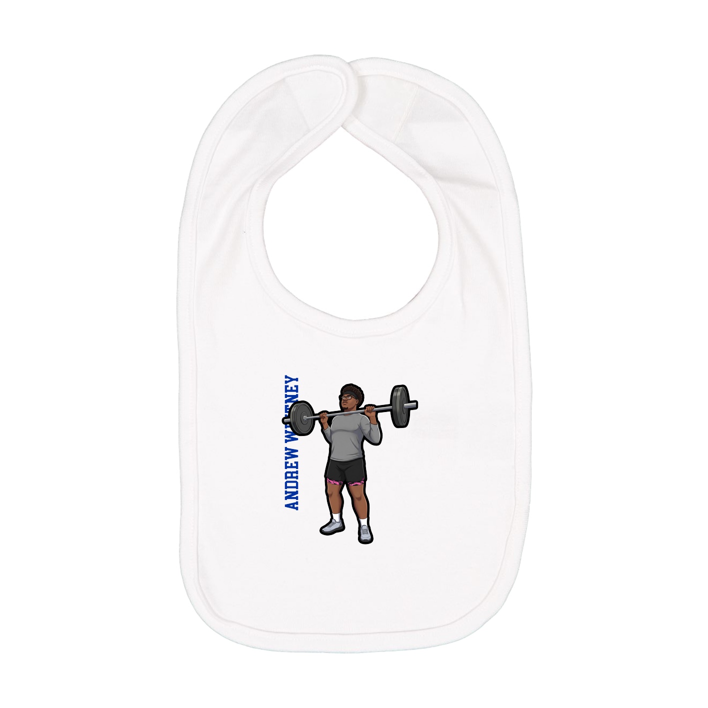 Infant Bib — Name Vertical in White