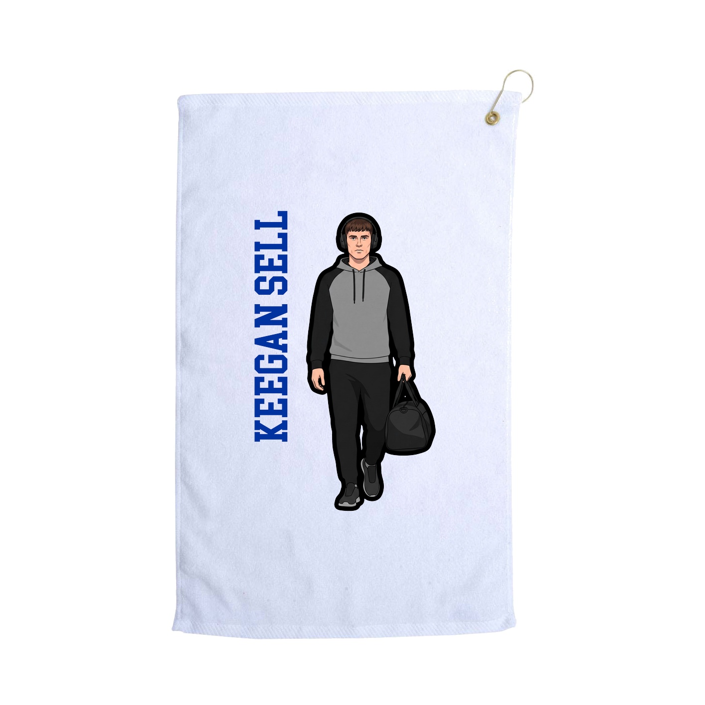 Golf Towel — Name Vertical in White