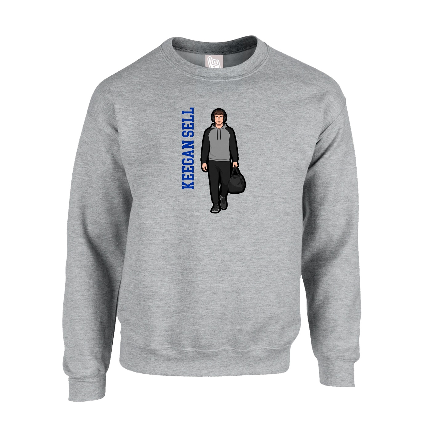 Fleece Crew — Name Vertical in Grey