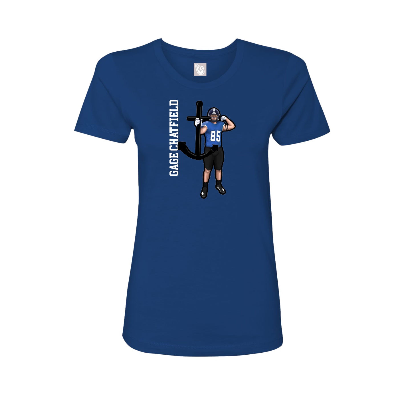 Fitted Women's Tee — Name Vertical in Royal