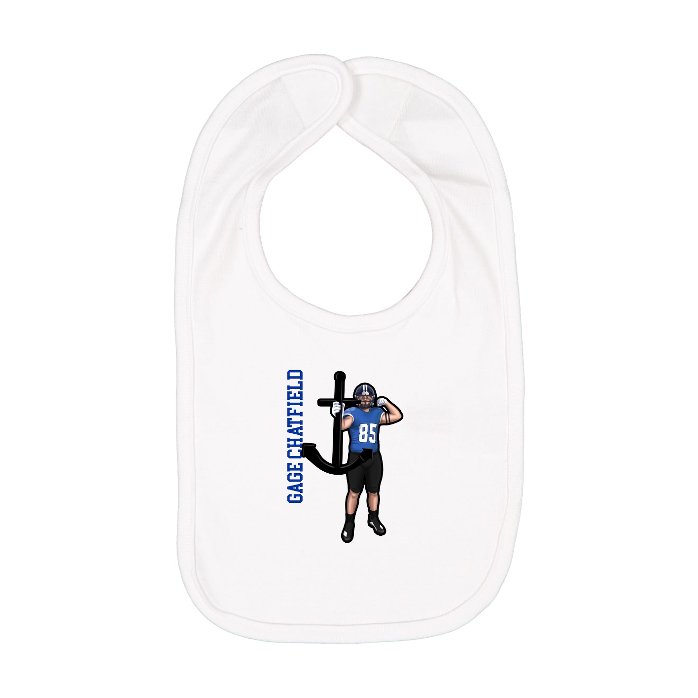 Infant Bib — Name Vertical in White