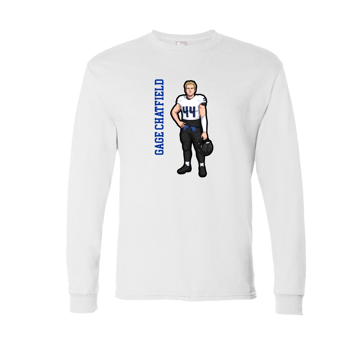 Long Sleeve Tee — Name Vertical in White