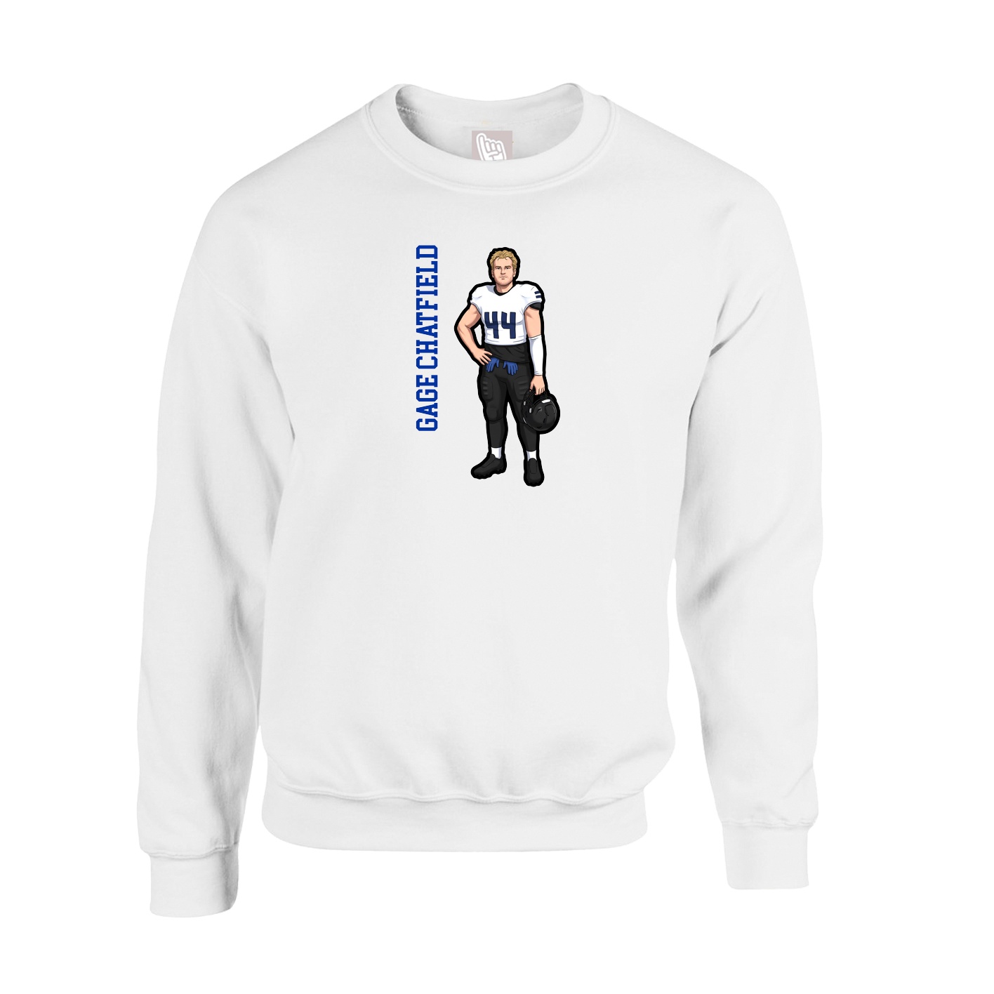 Fleece Crew — Name Vertical in White