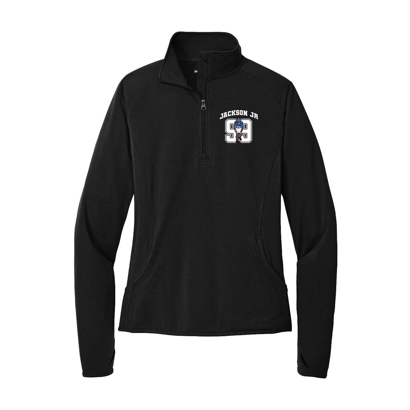 Women's Q-Zip Pullover — Number in Black
