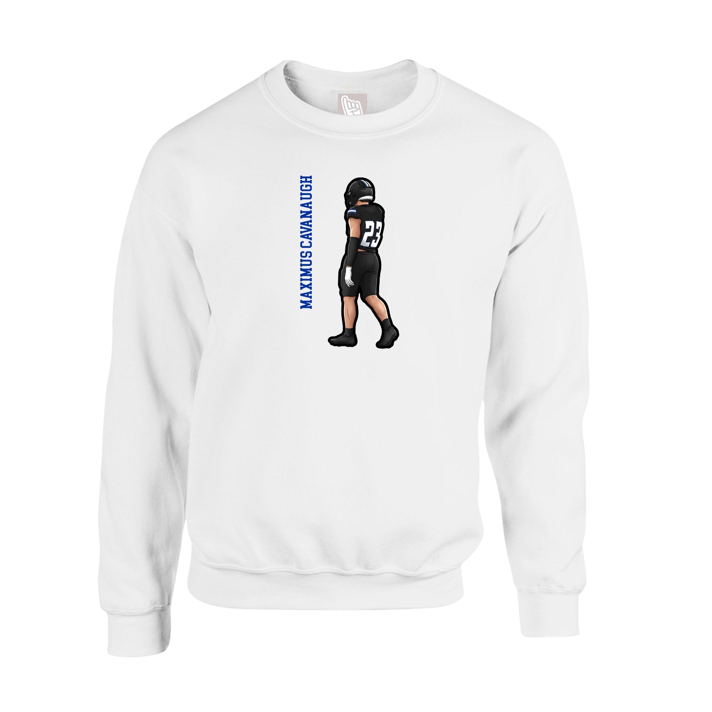 Fleece Crew — Name Vertical in White
