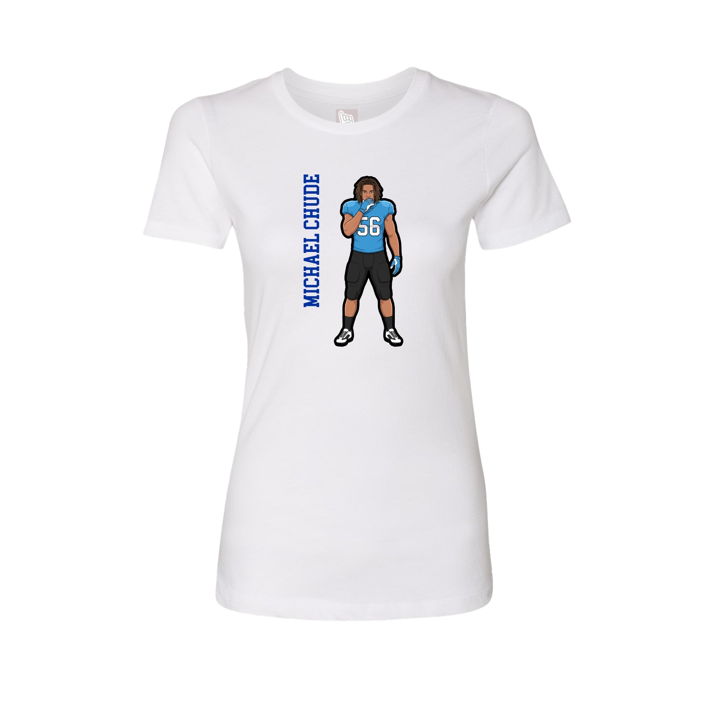 Fitted Women's Tee — Name Vertical in White