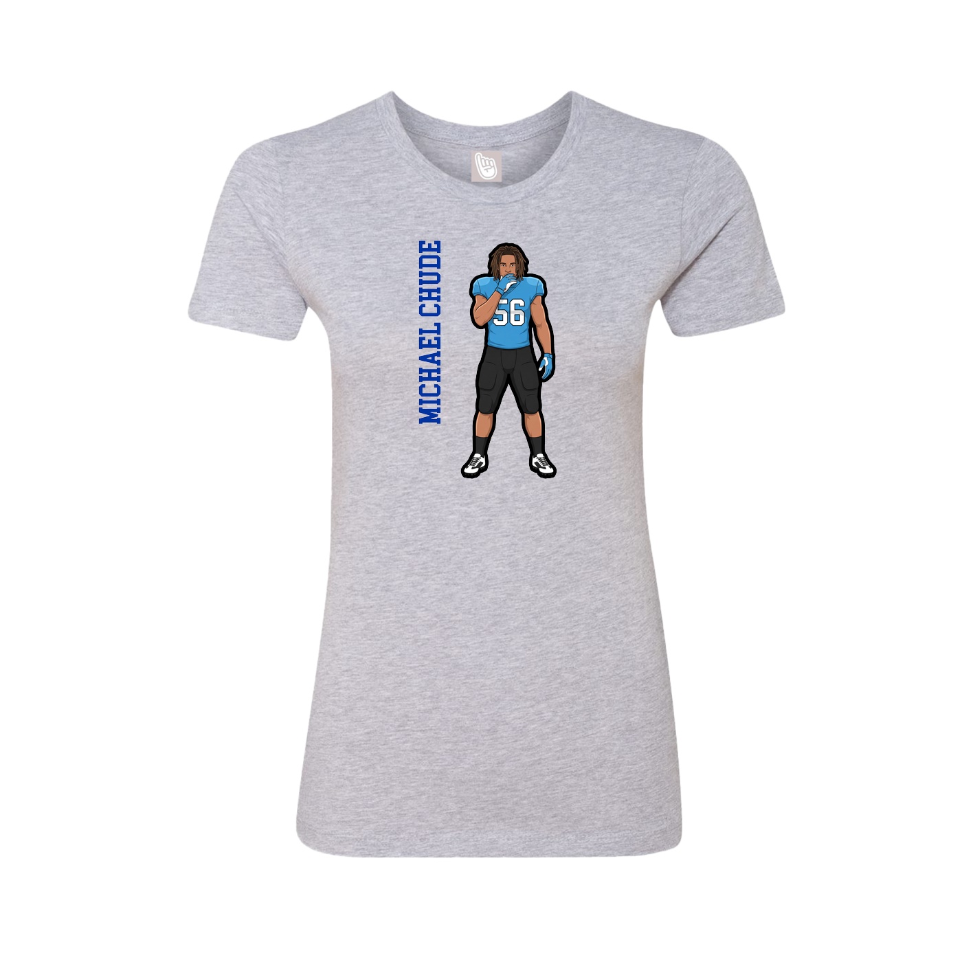 Fitted Women's Tee — Name Vertical in Grey