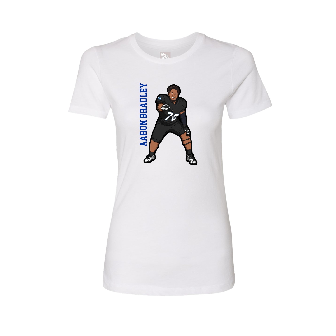 Fitted Women's Tee — Name Vertical in White