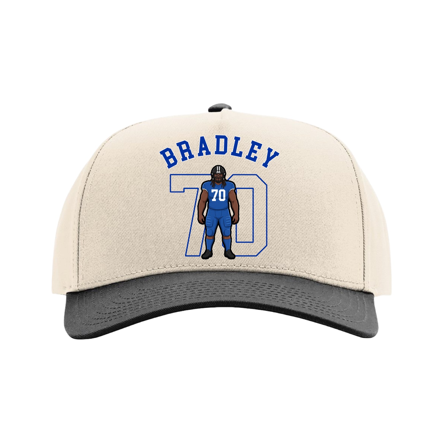 Full Fabric Five-Panel Champ Cap — Shirsey Arch in Cream/Black