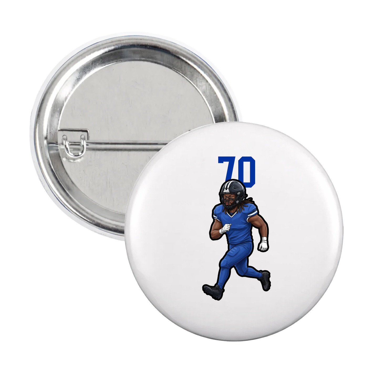 Game Day Button — Number Top in White