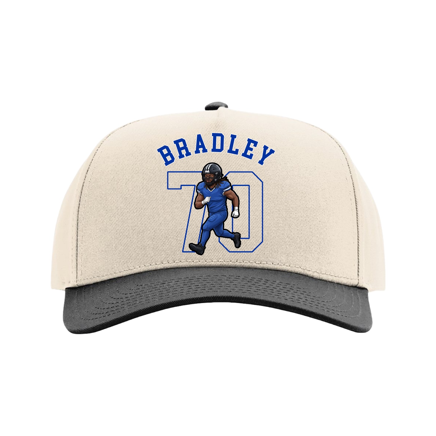 Full Fabric Five-Panel Champ Cap — Shirsey Arch in Cream/Black