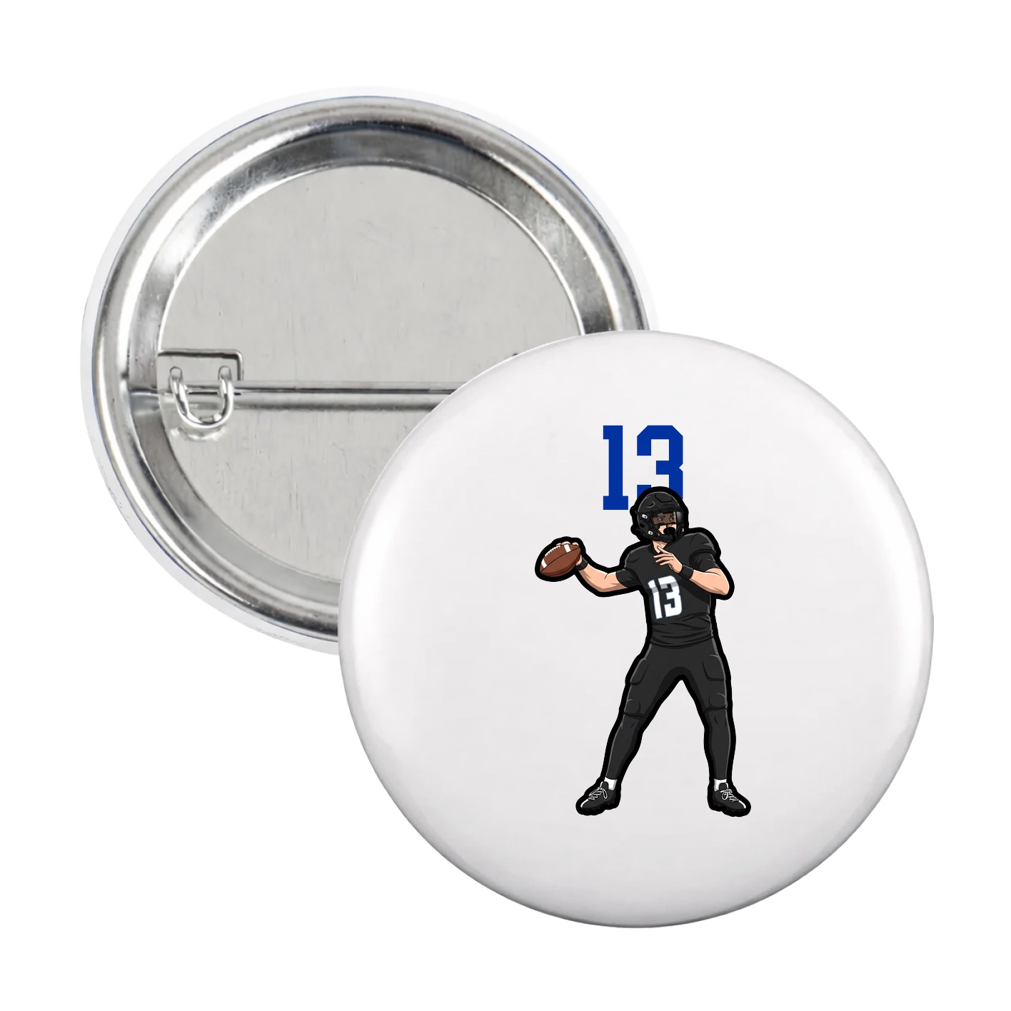 Game Day Button — Number Top in White