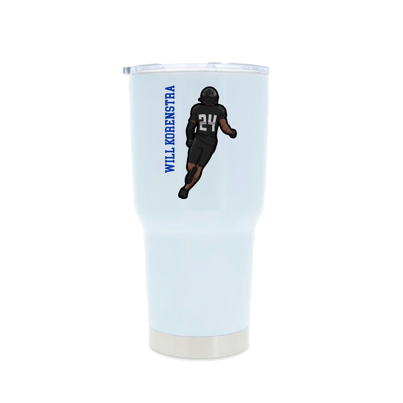 30oz Stainless Steel Tumbler — Name Vertical in White