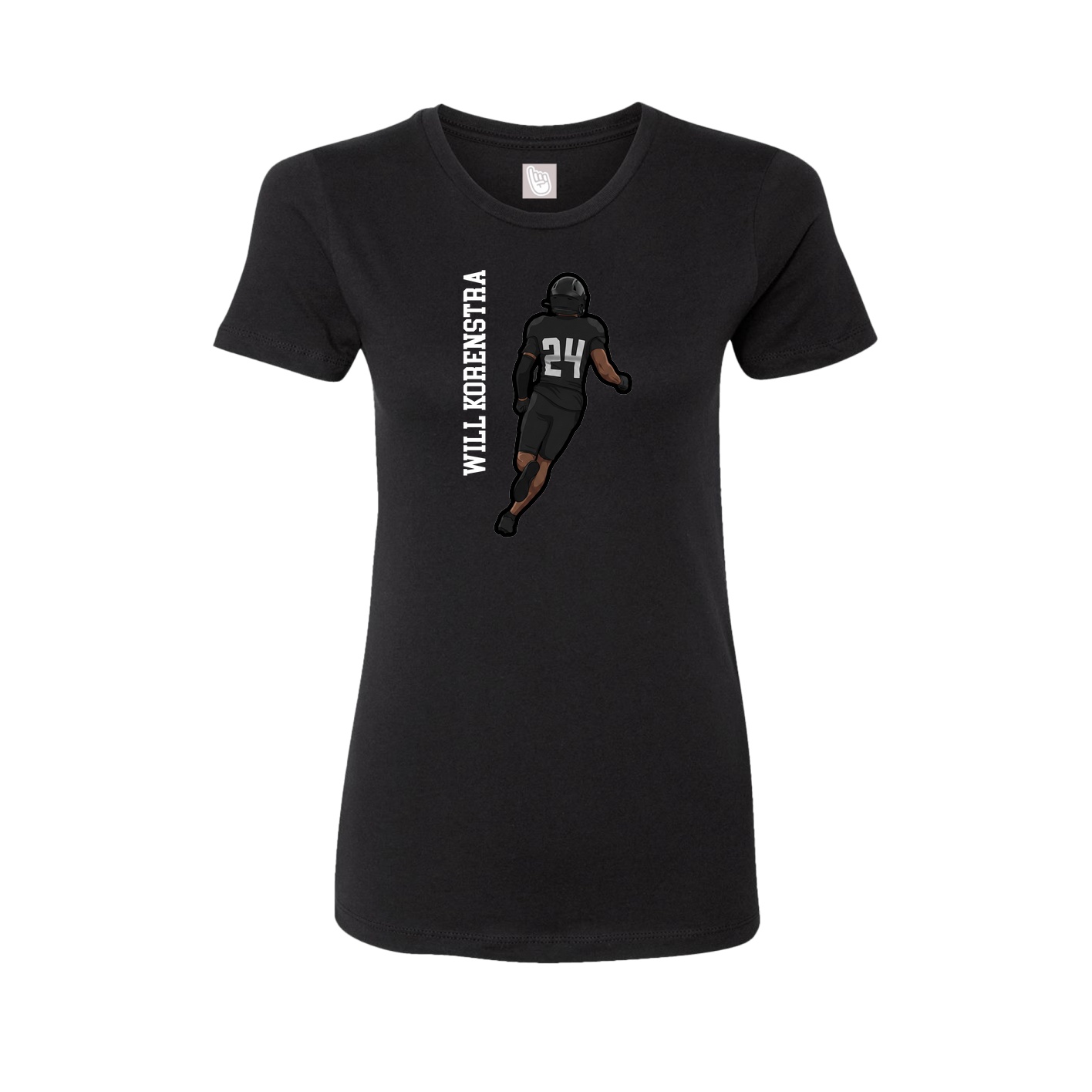 Fitted Women's Tee — Name Vertical in Black