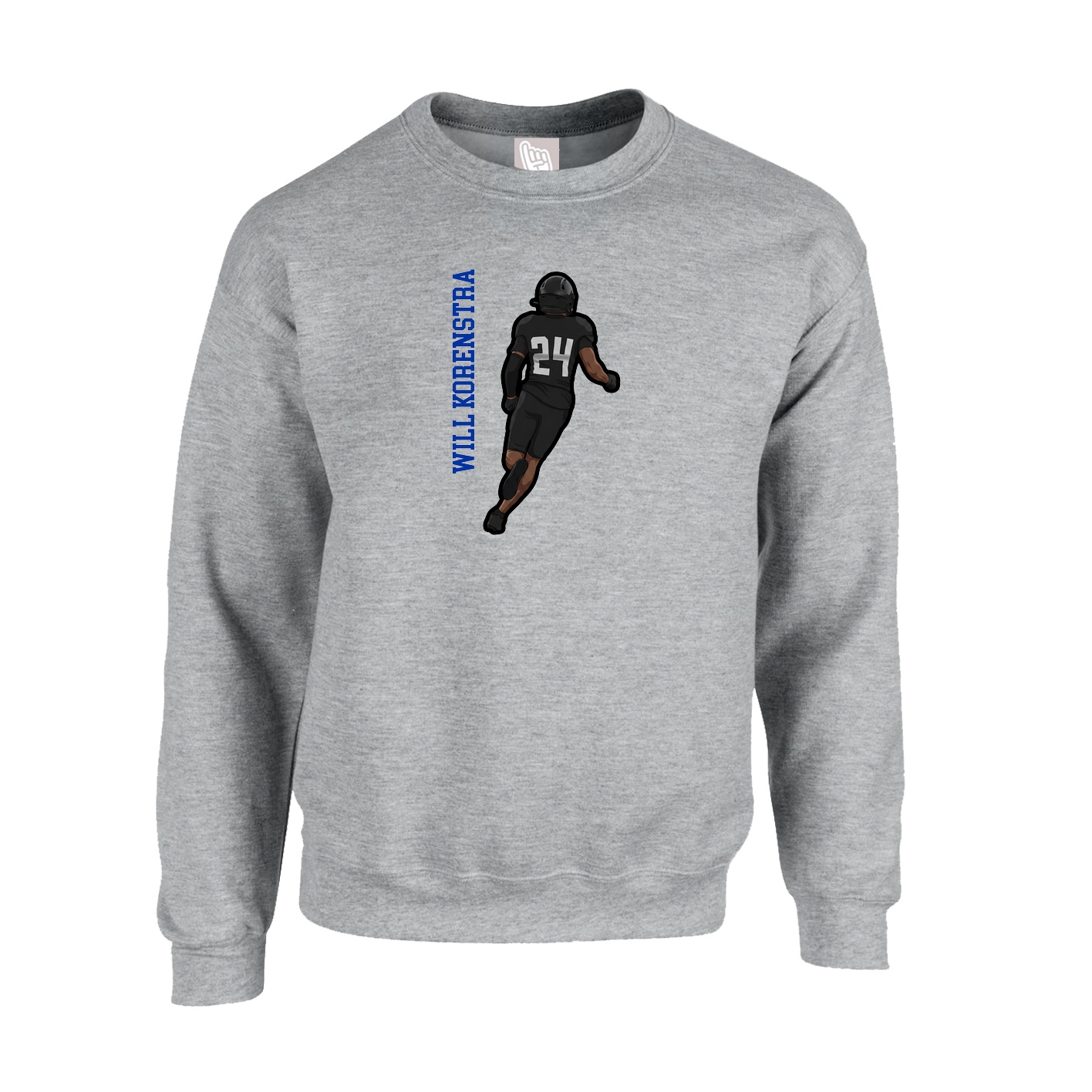 Fleece Crew — Name Vertical in Grey