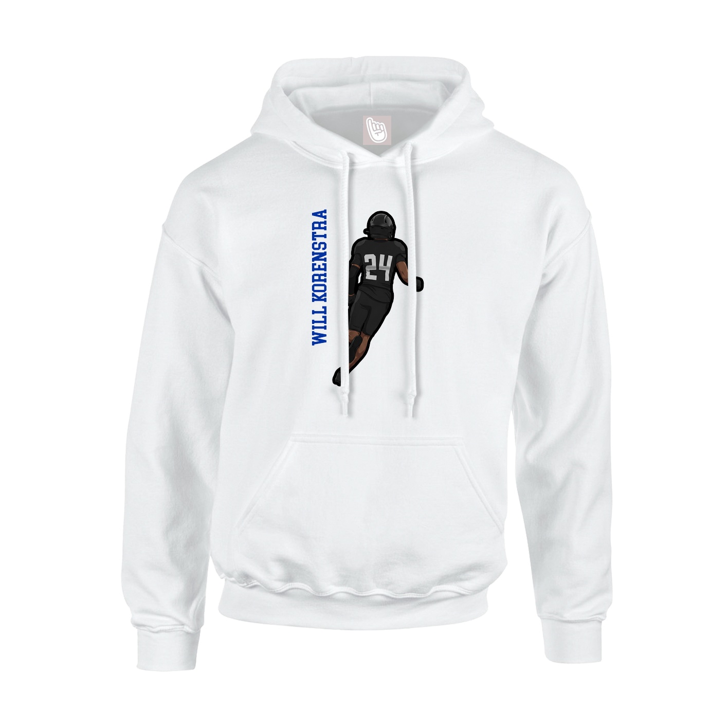 Youth Hoodie — Name Vertical in White