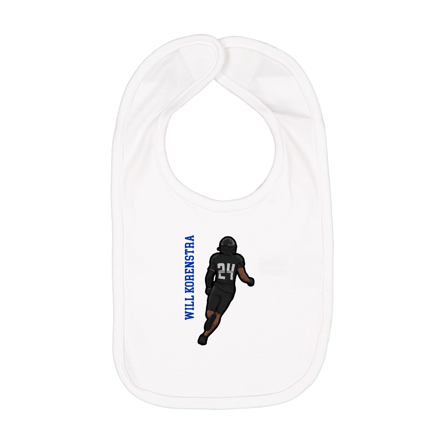 Infant Bib — Name Vertical in White