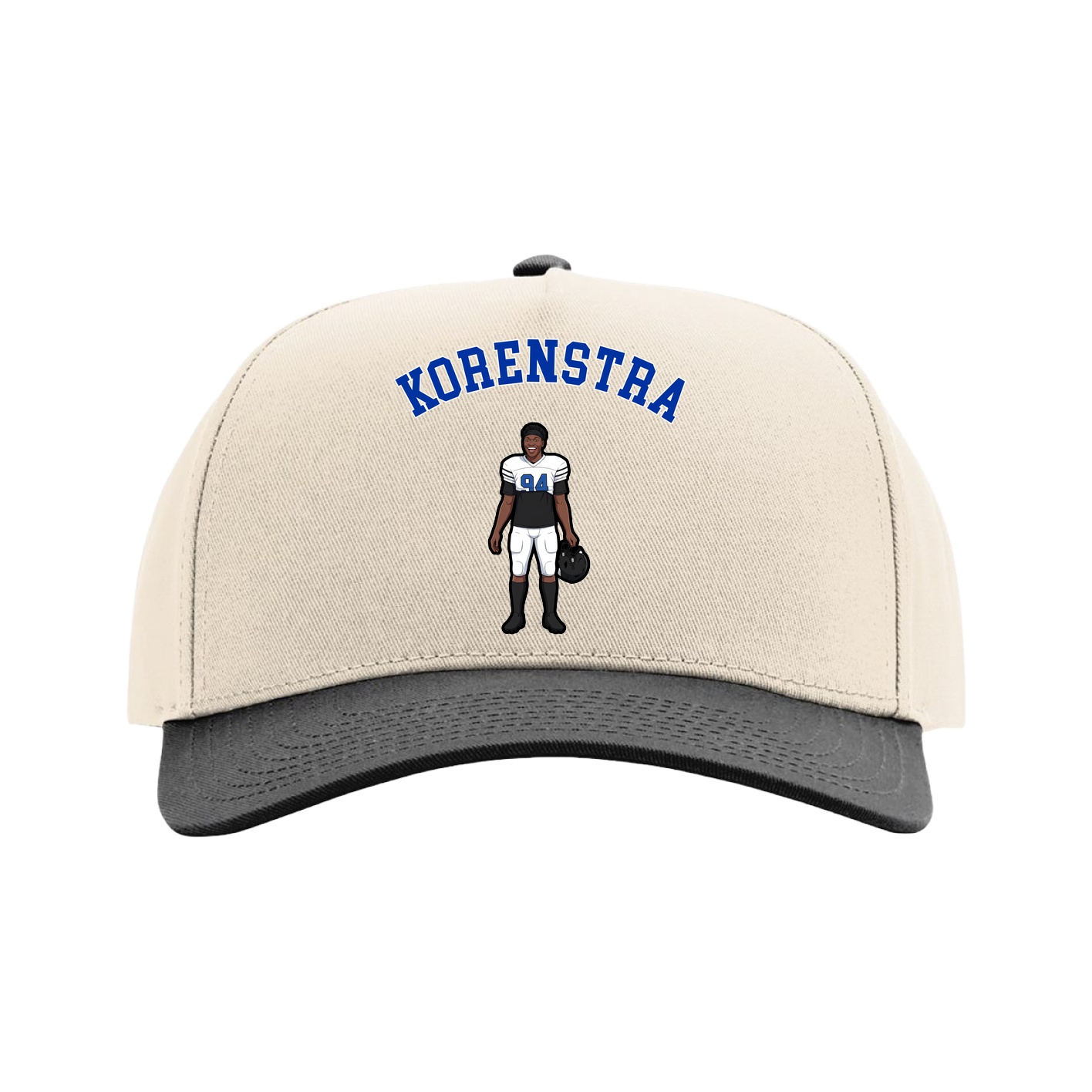 Full Fabric Five-Panel Champ Cap — Shirsey Arch in Cream/Black
