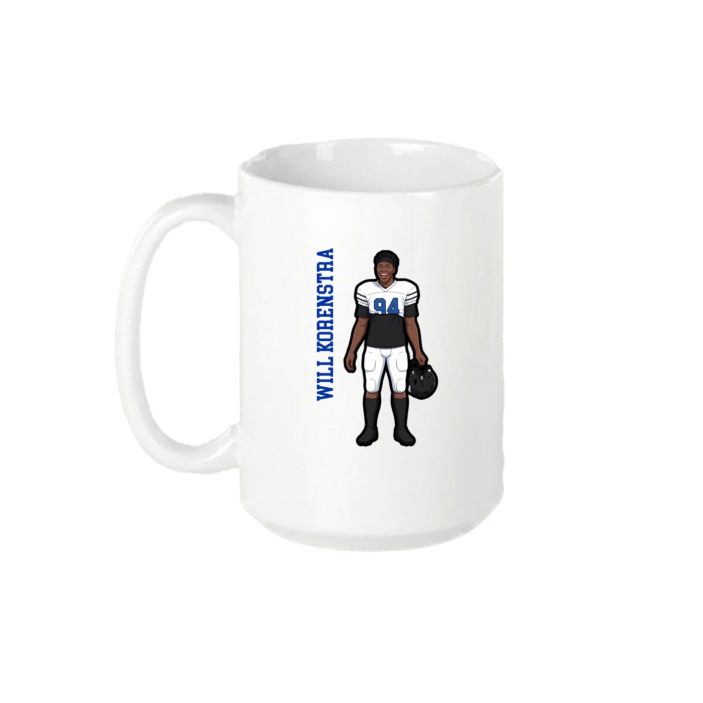15oz Coffee Mug — Name Vertical in White