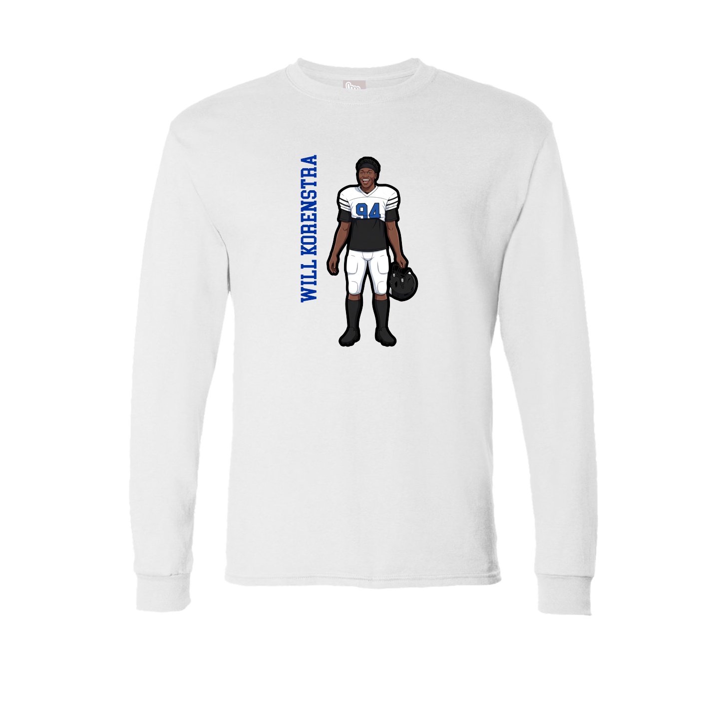Long Sleeve Tee — Name Vertical in White