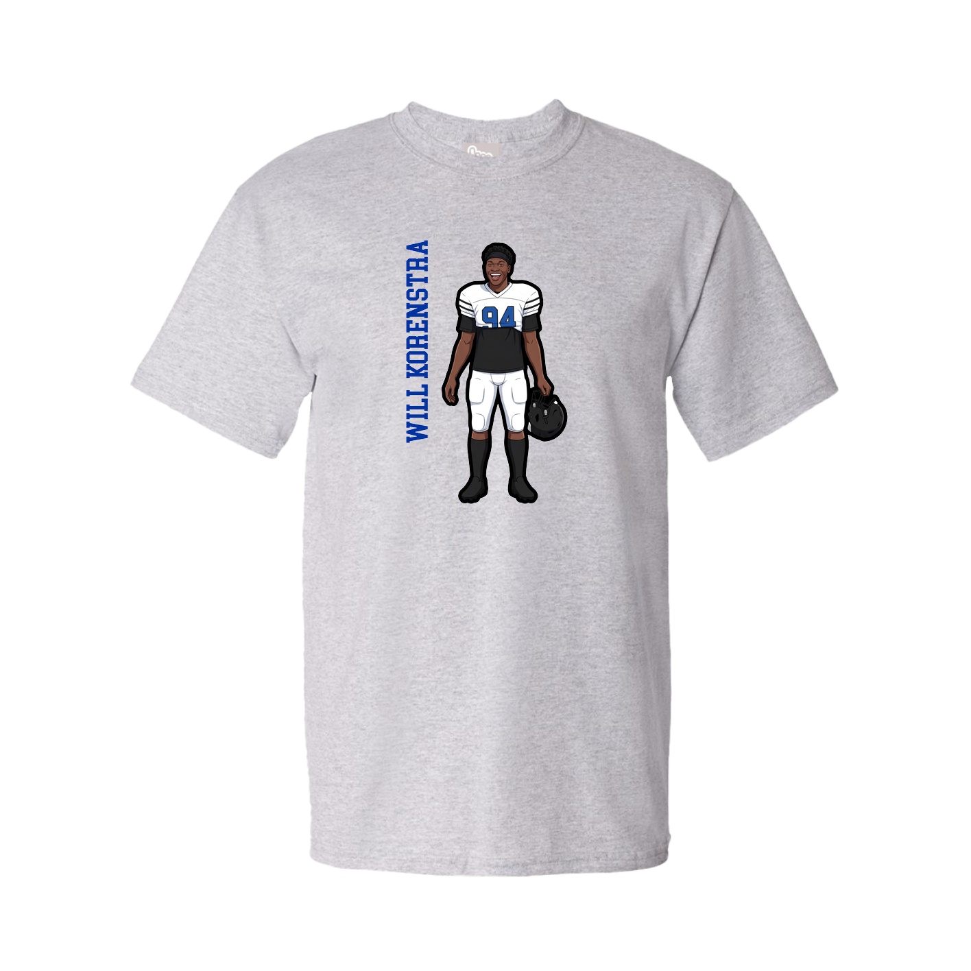 Youth Tee — Name Vertical in Grey