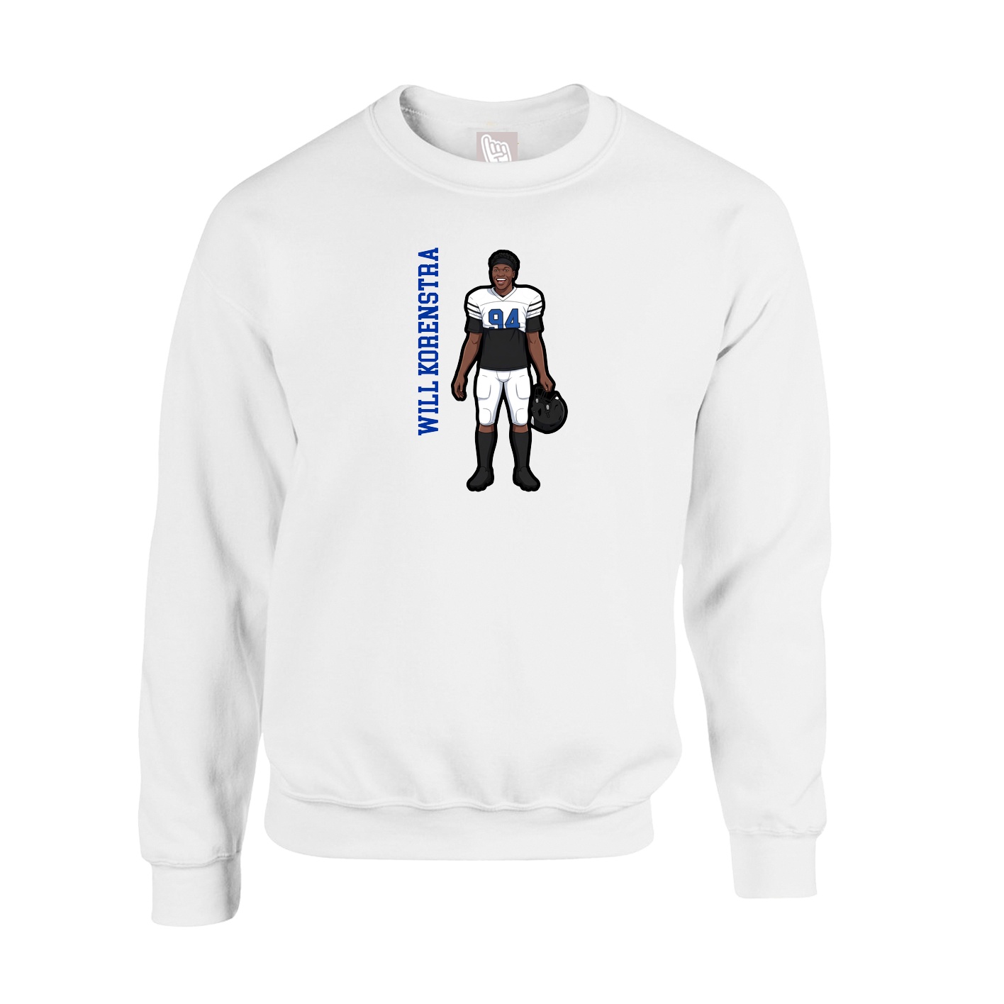 Fleece Crew — Name Vertical in White