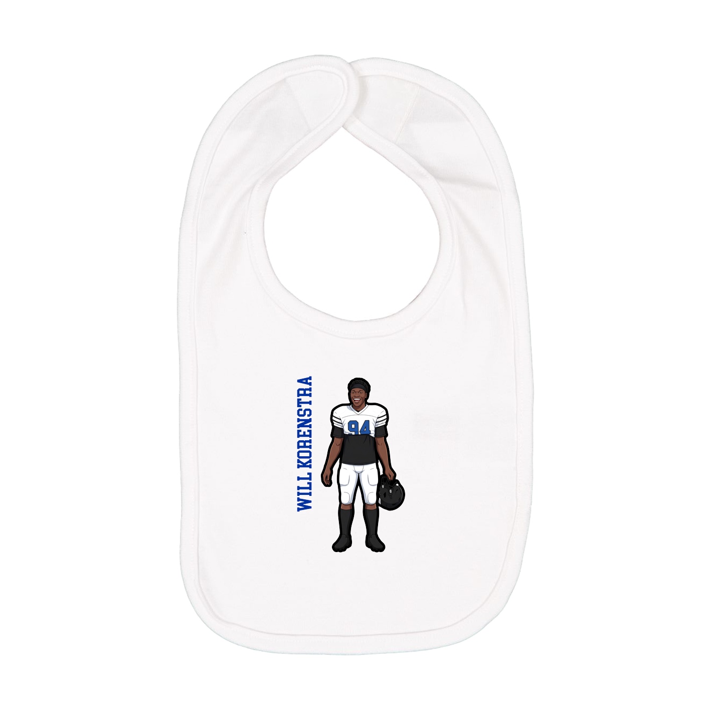 Infant Bib — Name Vertical in White