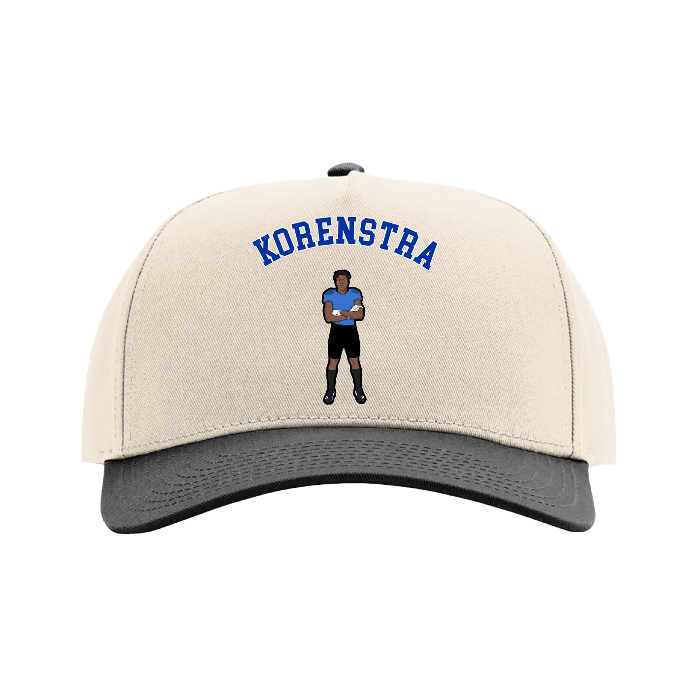 Full Fabric Five-Panel Champ Cap — Shirsey Arch in Cream/Black