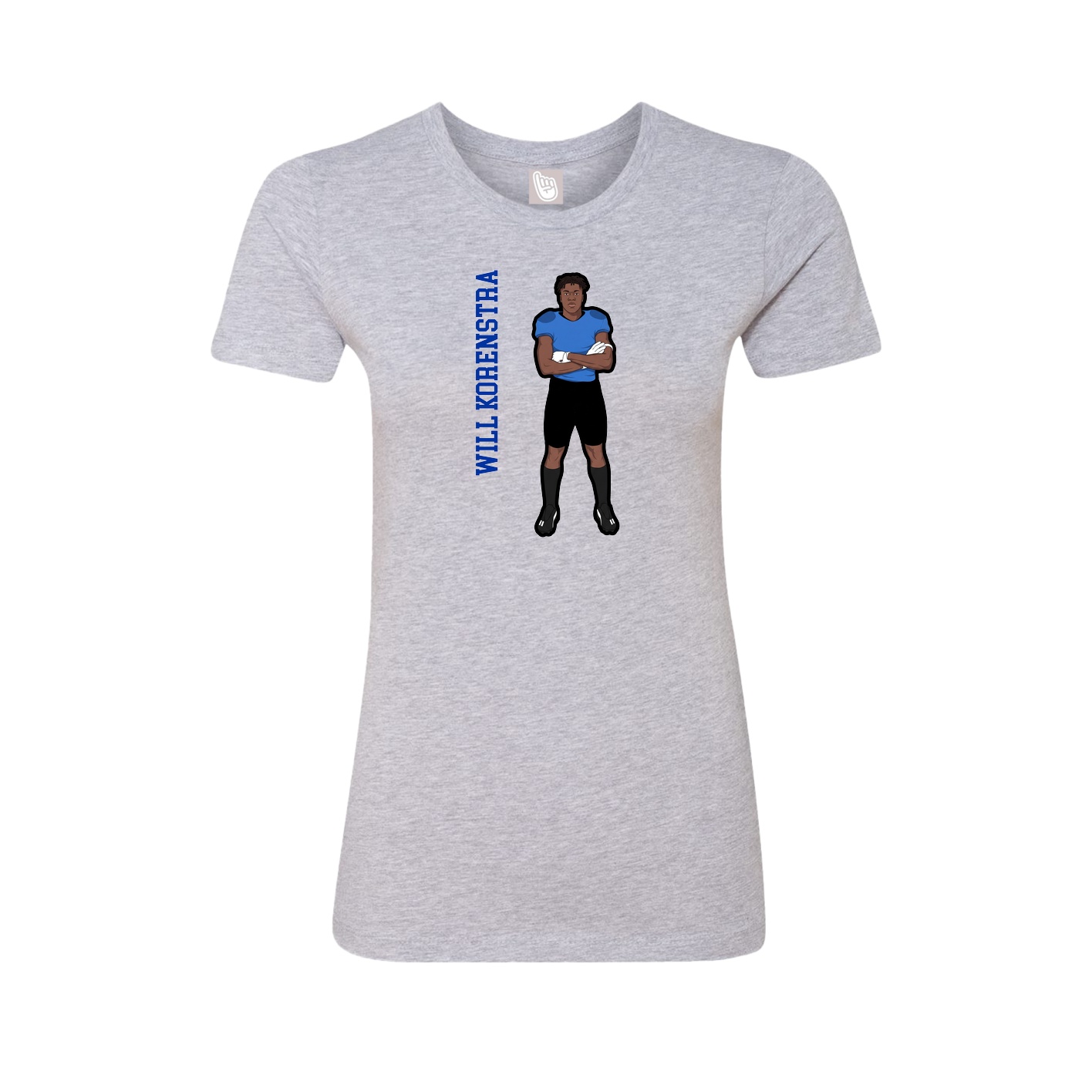 Womens Tee — Name Vertical in Grey