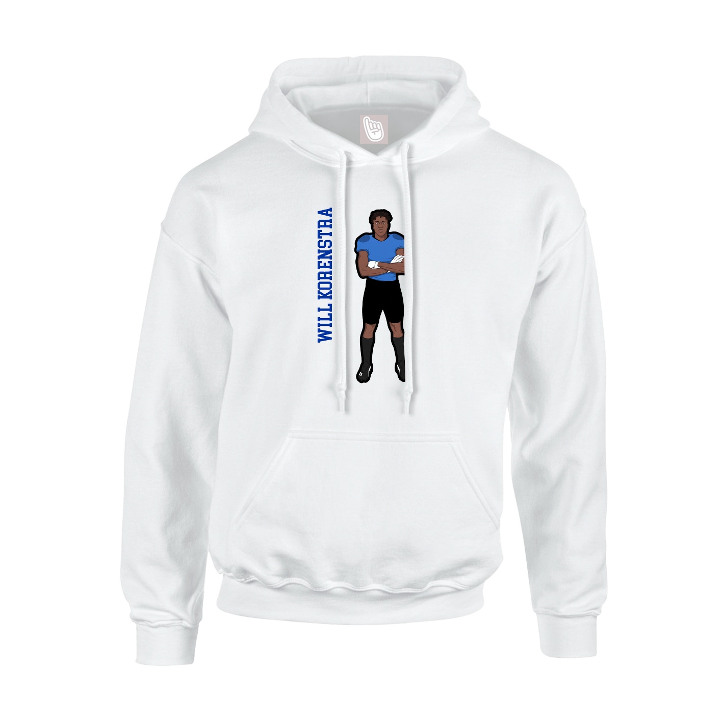 Youth Hoodie — Name Vertical in White