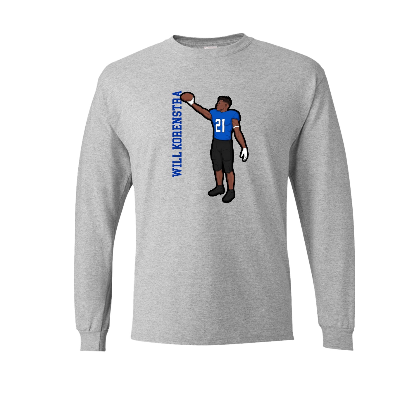 Long Sleeve Tee — Name Vertical in Grey
