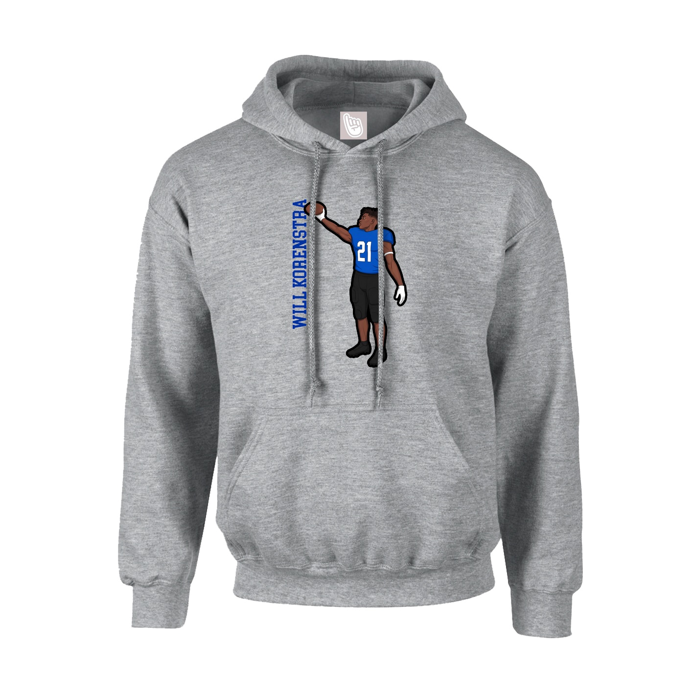 Hoodie — Name Vertical in Grey