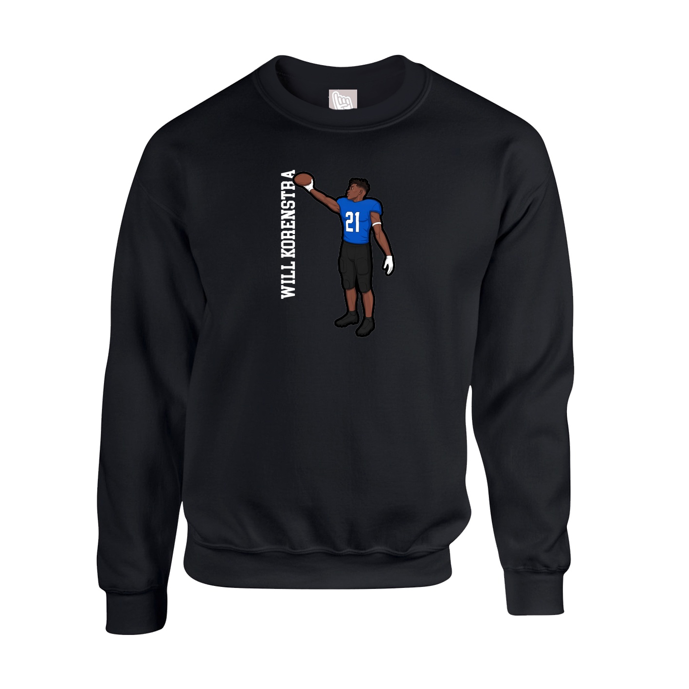 Fleece Crew — Name Vertical in Black