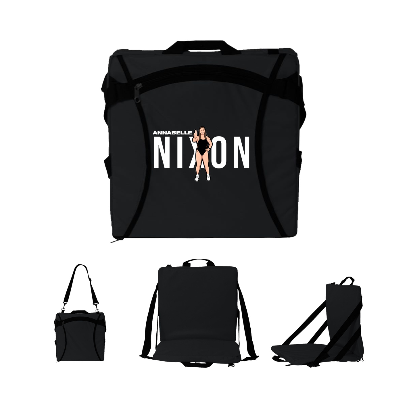 Folding Stadium Seat — Player Name in Black