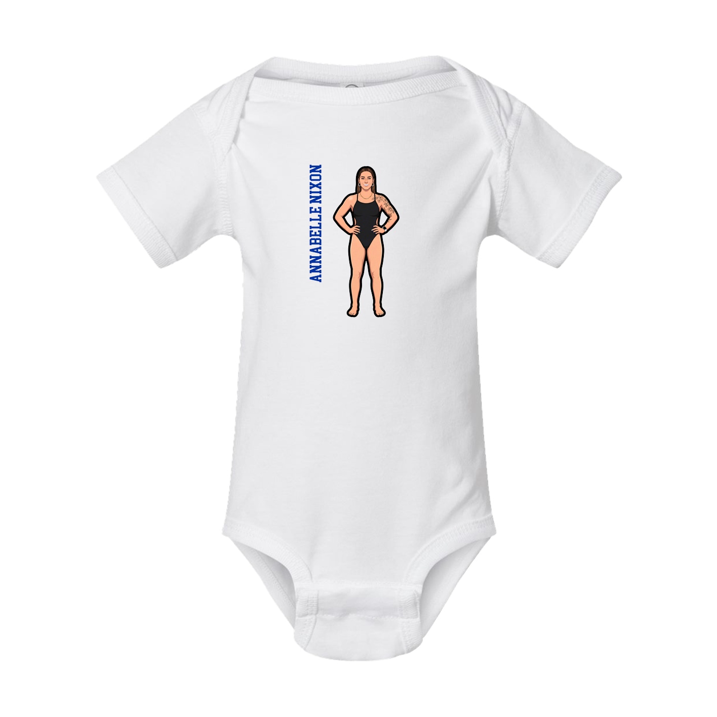 Baby Onesie — Name Vertical in White