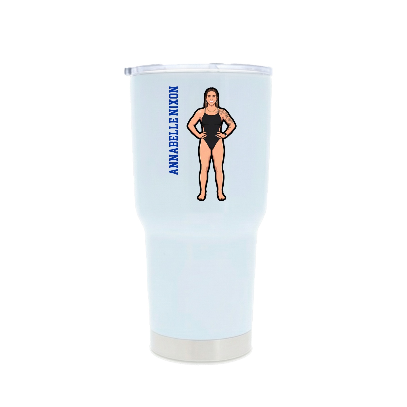 30oz Stainless Steel Tumbler — Name Vertical in White